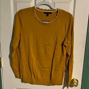 Banana Republic Mustard Yellow Sweater with Scalloped Neckline
